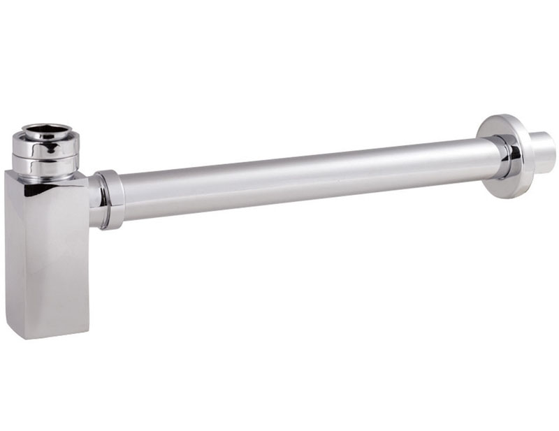 Square Chrome Basin Bottle Trap With 320mm Extension Tube
